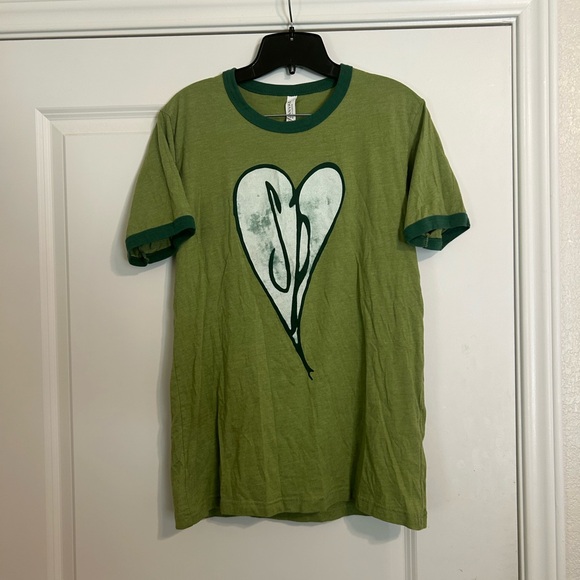 The Smashing Pumpkins Scott Pilgrim Movie Green Heart Ringer T-shirt Size Medium - Picture 1 of 7